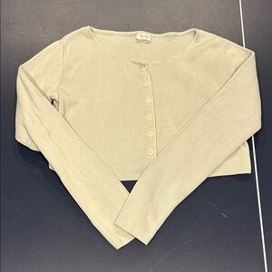 Brandy Melville Light Green Ribbed Button Cardigan